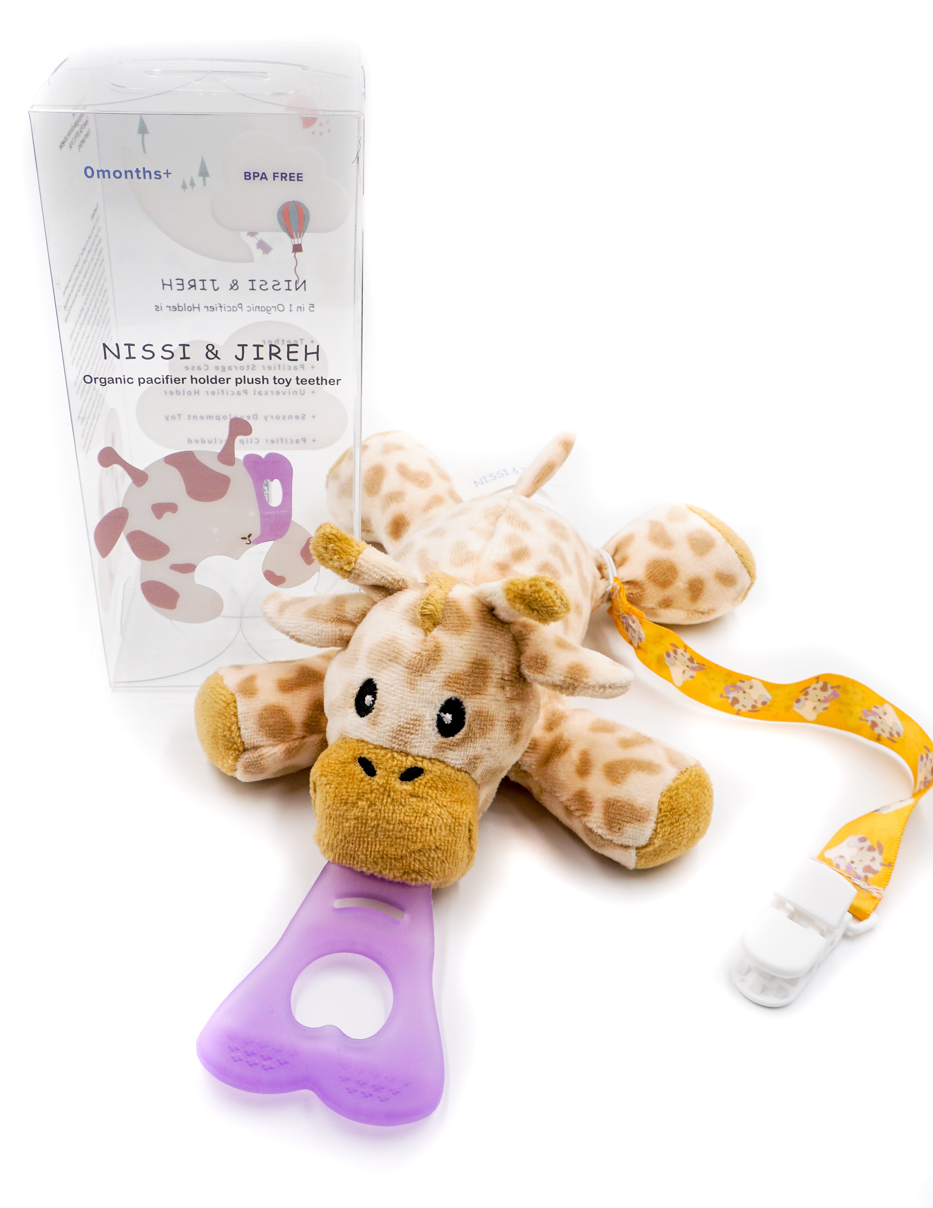 in Organic Teething Toy and Detachable Pacifier Holder, Giraffe