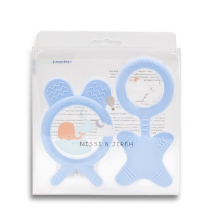 Soft Silicone Teether Set, Blue - nissi-jireh