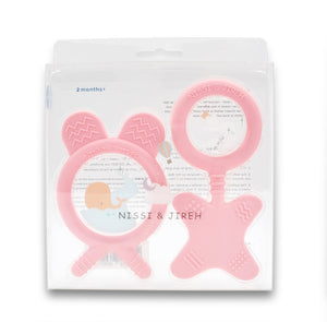 Soft Silicone Teether Set, Pink - nissi-jireh
