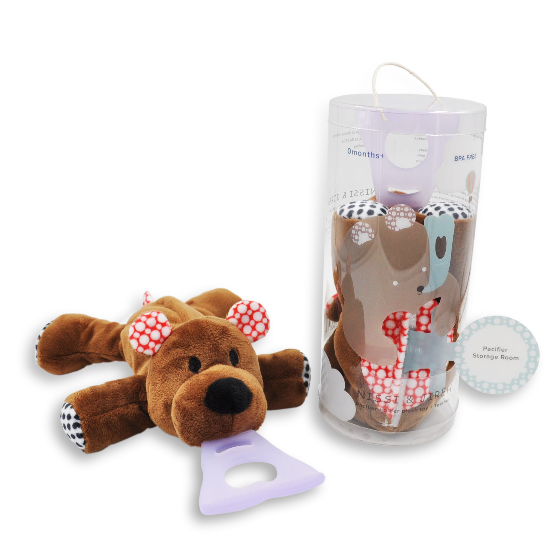 4 In 1 Teething Toy and Detachable Pacifier Holder, Bear - nissi-jireh