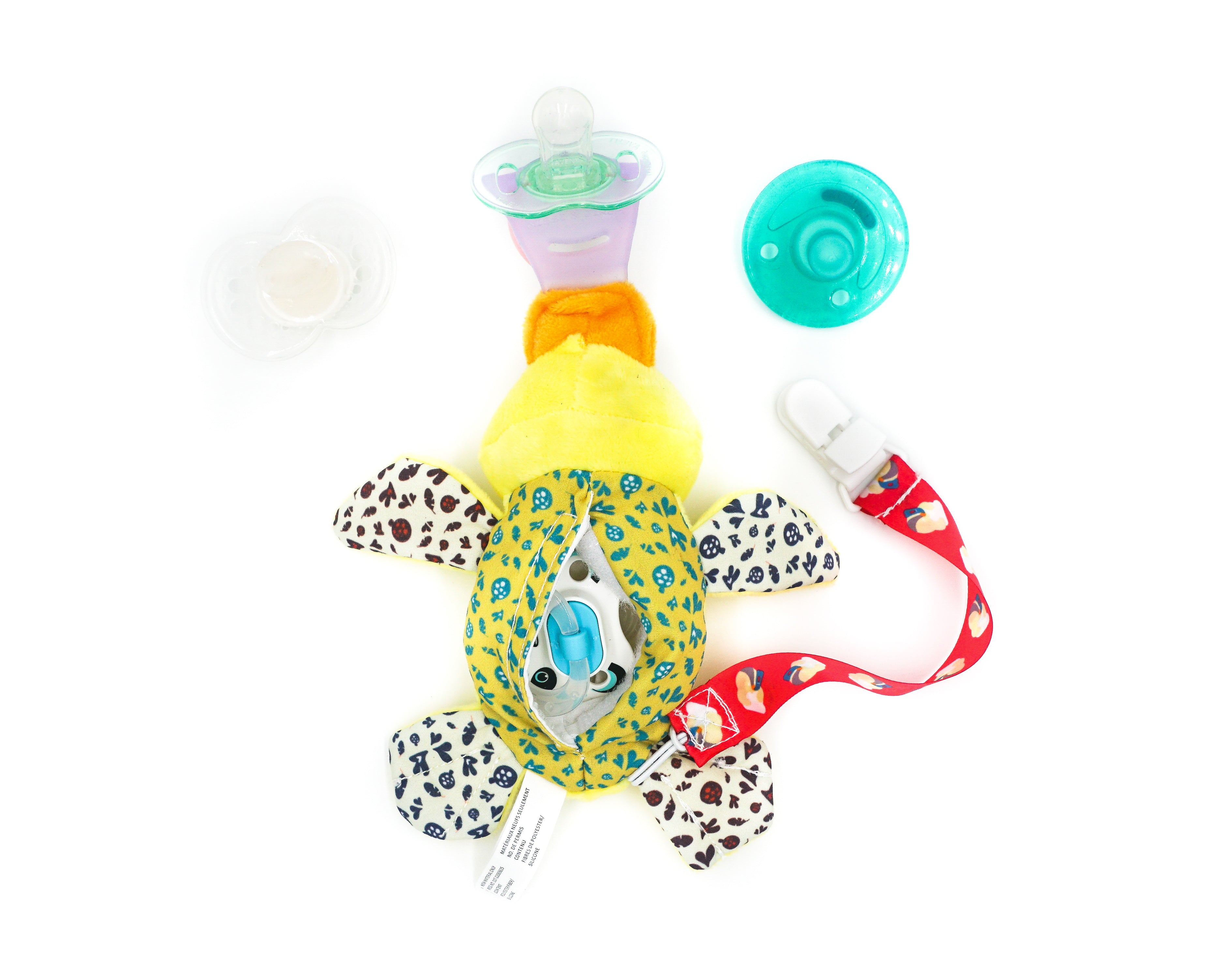 5 In 1 Teething Toy and Detachable Pacifier Holder, Duck - nissi-jireh
